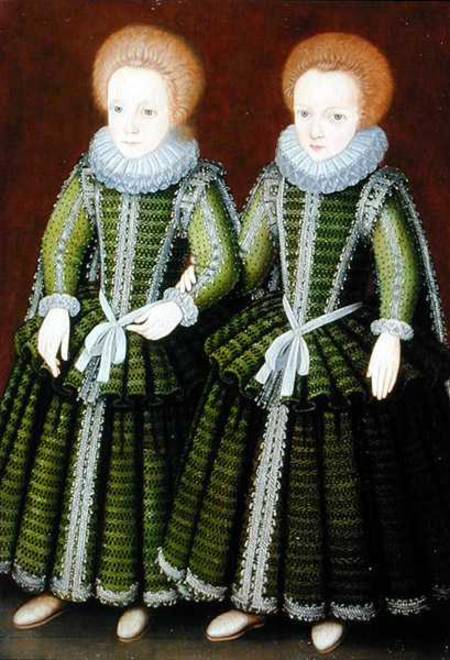 Portrait of Sarah and Elizabeth Poulett of Hinton St. George, Somerset from English School