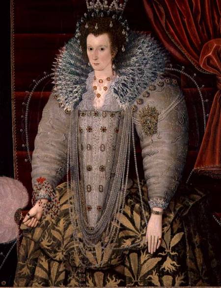 Portrait thought to be of Queen Elizabeth I (1533-1603) hanging in the Great Hall from English School