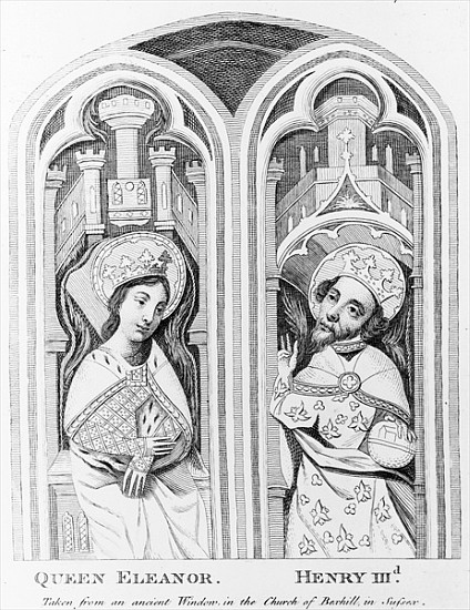 Queen Eleanor and Henry III, taken from an ancient window in the Church of Boxhill, Sussex from English School