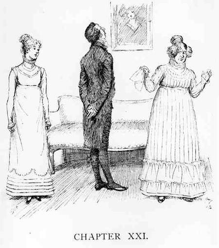 Scene from 'Pride and Prejudice' by Jane Austen (1775-1817) from English School
