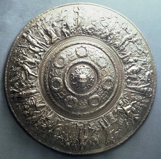 Shield with the head of Medusa, 1552 (silver) from English School