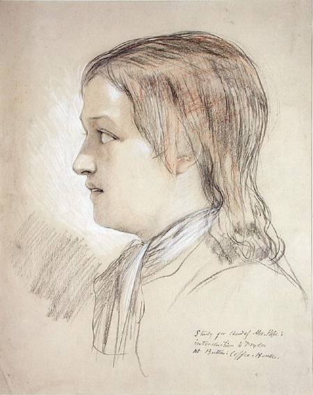 Study for the Head of Alex Pope: introduction to Dryden, At Butler's Coffee House (pencil, chalk & from English School