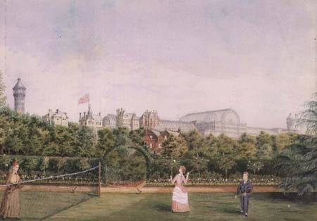 Tennis at Crystal Palace (w/c heightened with white) from English School
