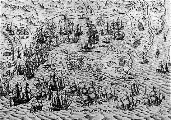 The Capture of Cadiz, 21 June 1596 from English School