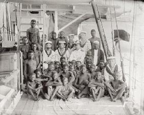 33 captured slaves on board a ship (albumen print)