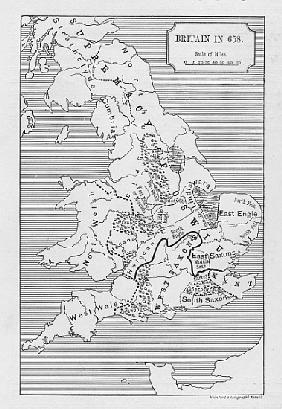 Map of Britain in 658, produced by Stanford''s Geographical Establishment