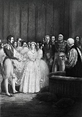 The wedding ceremony of Queen Victoria and Prince Albert on 10th February 1840