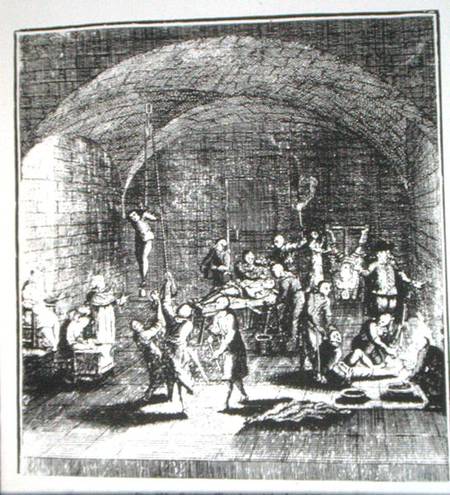 Torture Chamber of the Inquisition, copy of an illustration from 'A Complete History of the Inquisit from English School