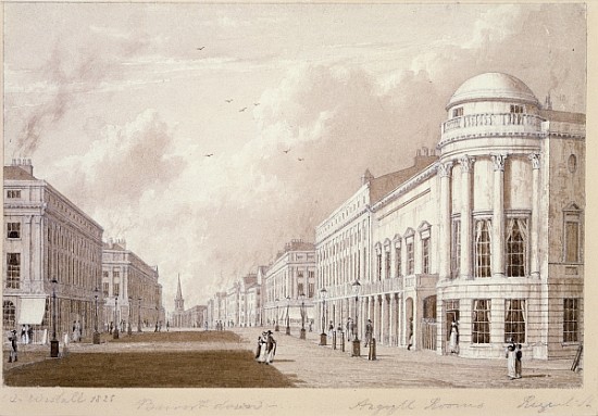 View of Regent Street, 1825 (ink pencil wash on paper) from English School