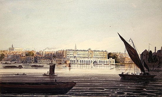View of the River Front of New Somerset House, from Bankside from English School