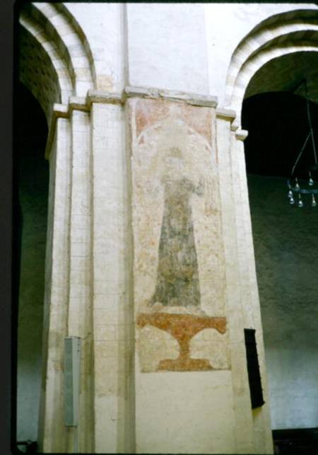 Wall painting from a Norman nave pier from English School