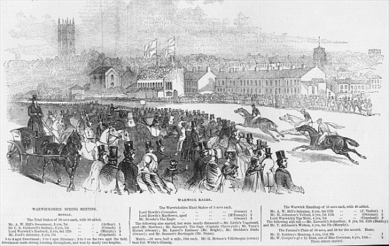 Warwick Races, from ''The Illustrated London News'', 12th April 1845 from English School