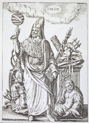 Ideal figure of Hermes Trismegistus, copy of illustration from 'De Divinatione et Magicis Praestigii from English School, (17th century) (after)