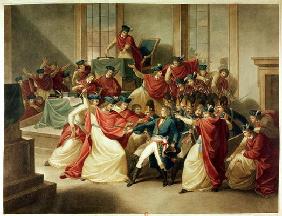Coup d'Etat of 18 Brumaire, November 10th, 1799 (colour litho)