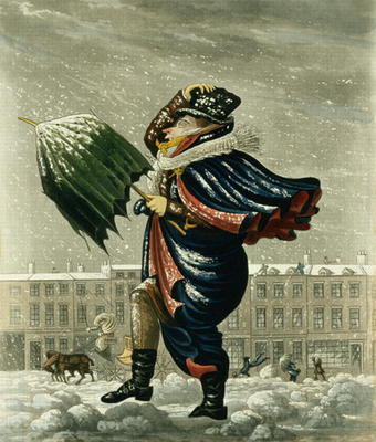 A Merry Christmas and a Happy New Year in London, engraved by G. Hunt, 1827 (colour litho) from English School, (19th century)