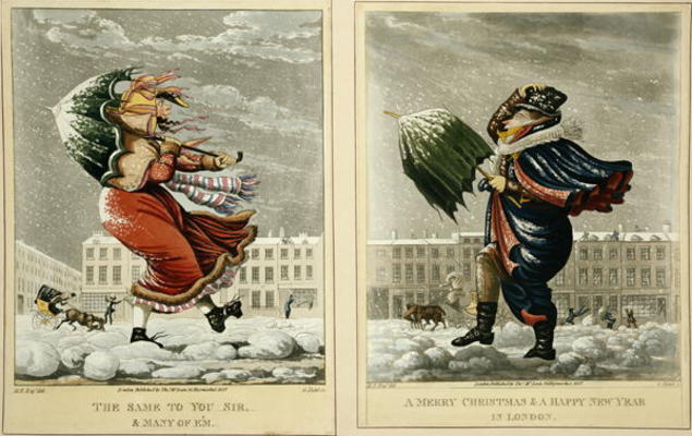 A Merry Christmas and a Happy New Year in London: And the Same to You, Sir, and Many of 'Em, engrave from English School, (19th century)