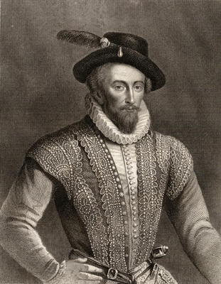 Portrait of Sir Walter Raleigh (c.1554-1618) (engraving) from English School, (19th century)