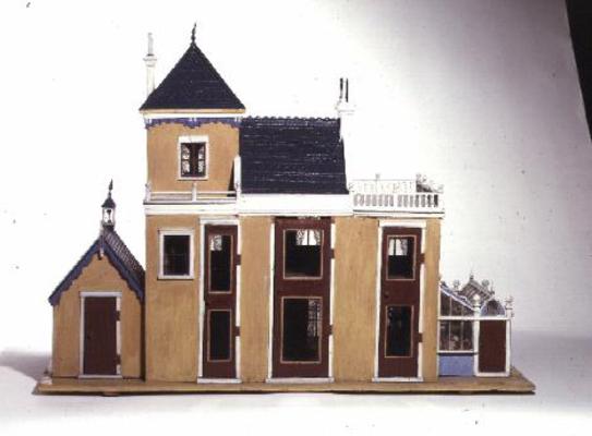 Model villa made of carved wood in the architectural style of 1860's made by Thomas Risley (1872-193 from English School, (19th century)