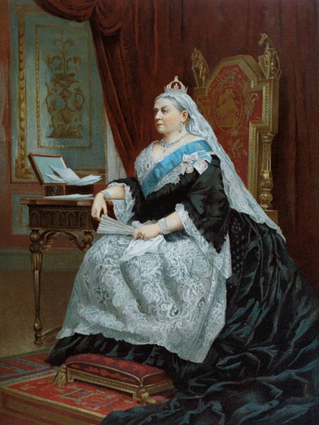 Portrait of Queen Victoria (1819-1901) at the time of her Golden Jubilee in 1887, 1887 (colour litho from English School, (19th century)