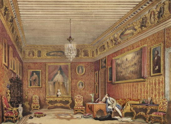 Byron's Room in Palazzo Mocenigo, Venice (w/c on paper) from English School, (19th century)