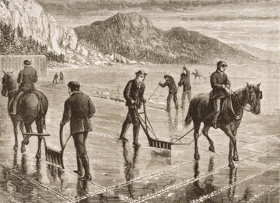Ice-Harvest on the Hudson River, New York State, c.1870, from 'American Pictures', published by The from English School, (19th century)