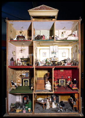 Interior of doll's town house, 1840 (mixed media) from English School, (19th century)