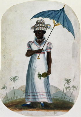 Lady with a Parasol and a Pineapple, c.1840 (w/c on paper) from English School, (19th century)