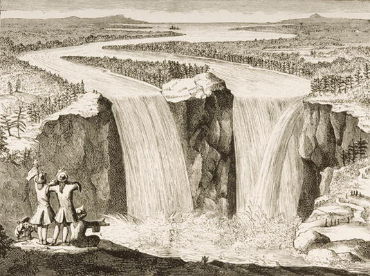 Niagara Falls, after a sketch made by Father Hennepin in 1677, from 'American Pictures' published by from English School, (19th century)
