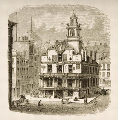 Old State House, Boston, in c.1870, from 'American Pictures' published by the Religious Tract Societ from English School, (19th century)