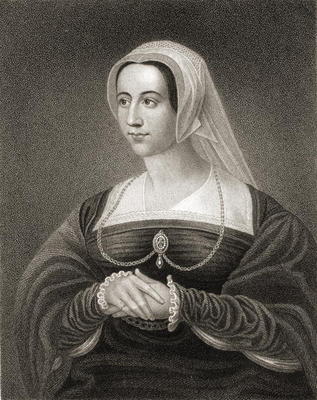 Portrait of Catherine Parr (1512-48) from 'Lodge's British Portraits', 1823 (engraving) from English School, (19th century)