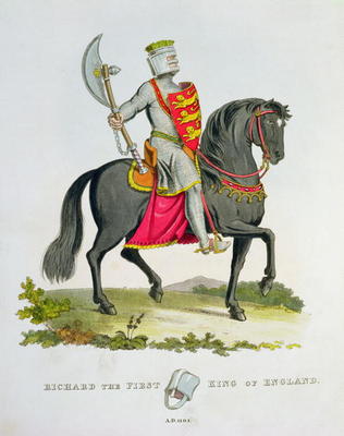 Richard I, King of England (1157-99), 1194, from 'Ancient Armour', by Samuel Rush Meyrick, 1824 (col from English School, (19th century)