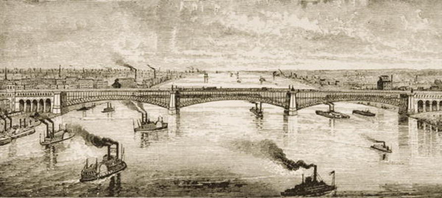Steel Bridge Crossing the Mississippi River at St. Louis, c.1874, from 'American Pictures', publishe from English School, (19th century)