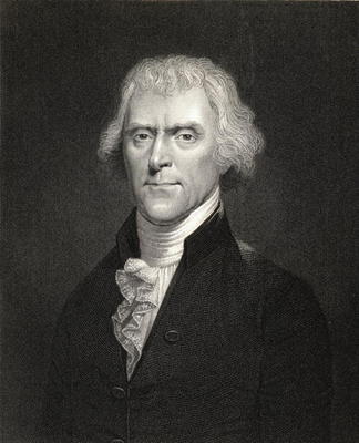 Thomas Jefferson, from 'Gallery of Portraits', published in 1833 (engraving) from English School, (19th century)