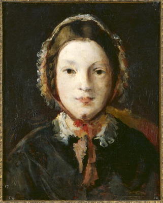 Young Woman with a Bonnet (oil on canvas) from English School, (19th century)