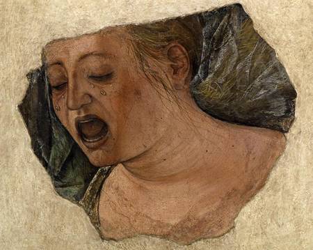 Head of Mary Magdalene Crying, from the Crucifixion from Ercole de Roberti