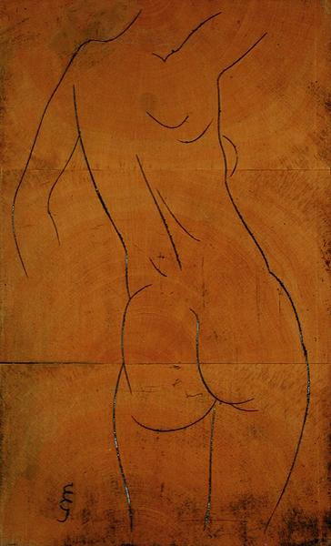 Female Nude, Back View (woodblock)  from Eric Gill