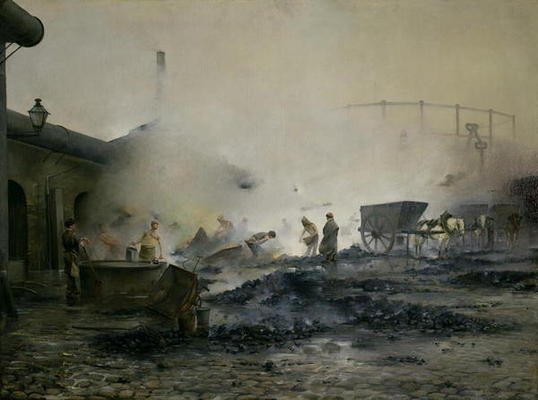 The Gas Factory at Courcelles, 1884 (oil on canvas) from Ernest Jean Delahaye