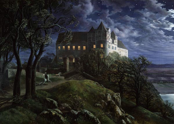 Castle Scharfenberg at Night from Ernst Ferdinand Oehme