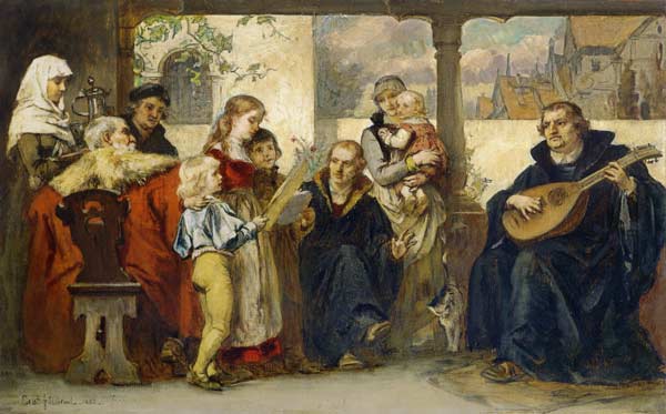 Martin Luther im Kreise seiner Familie musizierend (mit Cranach u.Melanchthon) from Ernst Hildebrandt
