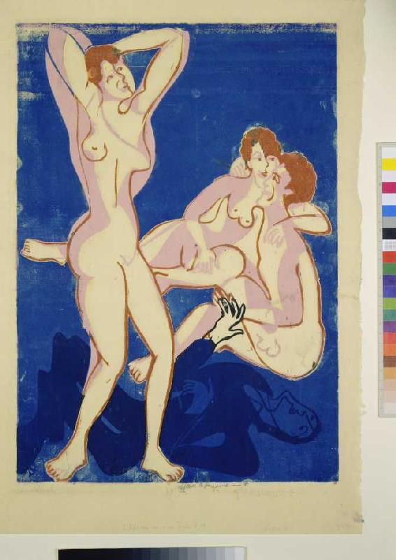 Drei Akte und liegender Mann from Ernst Ludwig Kirchner