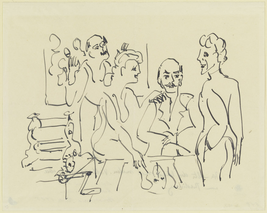 Emil Nolde, Ada Nolde, Erich Heckel und Ernst Ludwig Kirchner bei der Vorbereitung eines Holzschnitt from Ernst Ludwig Kirchner