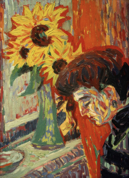 Frauenkopf vor Sonnenblumen from Ernst Ludwig Kirchner