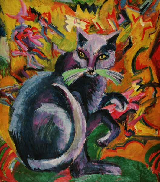 Grauer Kater auf Kissen - Grey tomcat on from Ernst Ludwig Kirchner