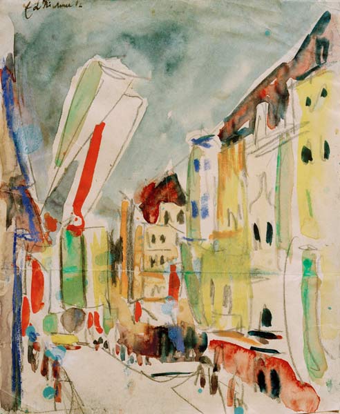 Straßenszene mit Fahnen from Ernst Ludwig Kirchner