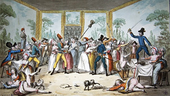 Riotous scene in a tavern during the period of the French Revolution, c. 1789 from Etienne Bericourt