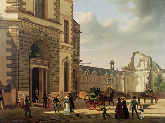 The Entrance to the Musee de Louvre and St. Louis Church from Etienne Bouhot