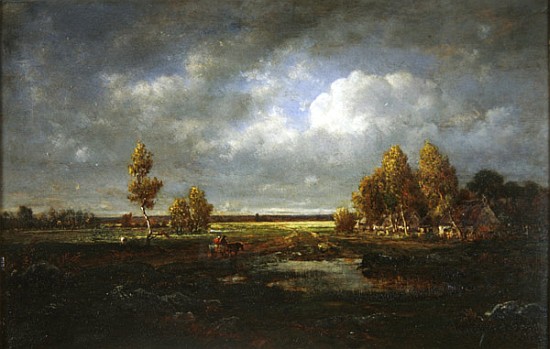 The Pond near the Road, Farm in Le Berry, c.1845-48 from Etienne-Pierre Théodore Rousseau