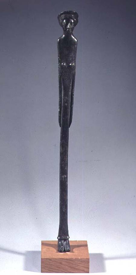 Bronze elongated female statuette, possibly Aphrodite from Etruscan