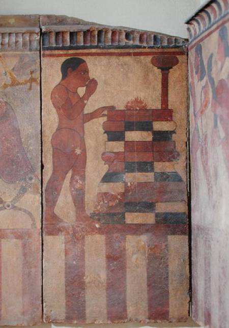 The Campana Plaque, detail of a nude priest before an altar, from Cerveteri from Etruscan