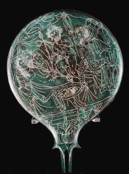 Mirror depicting a mythological scene, from Palestrina from Etruscan